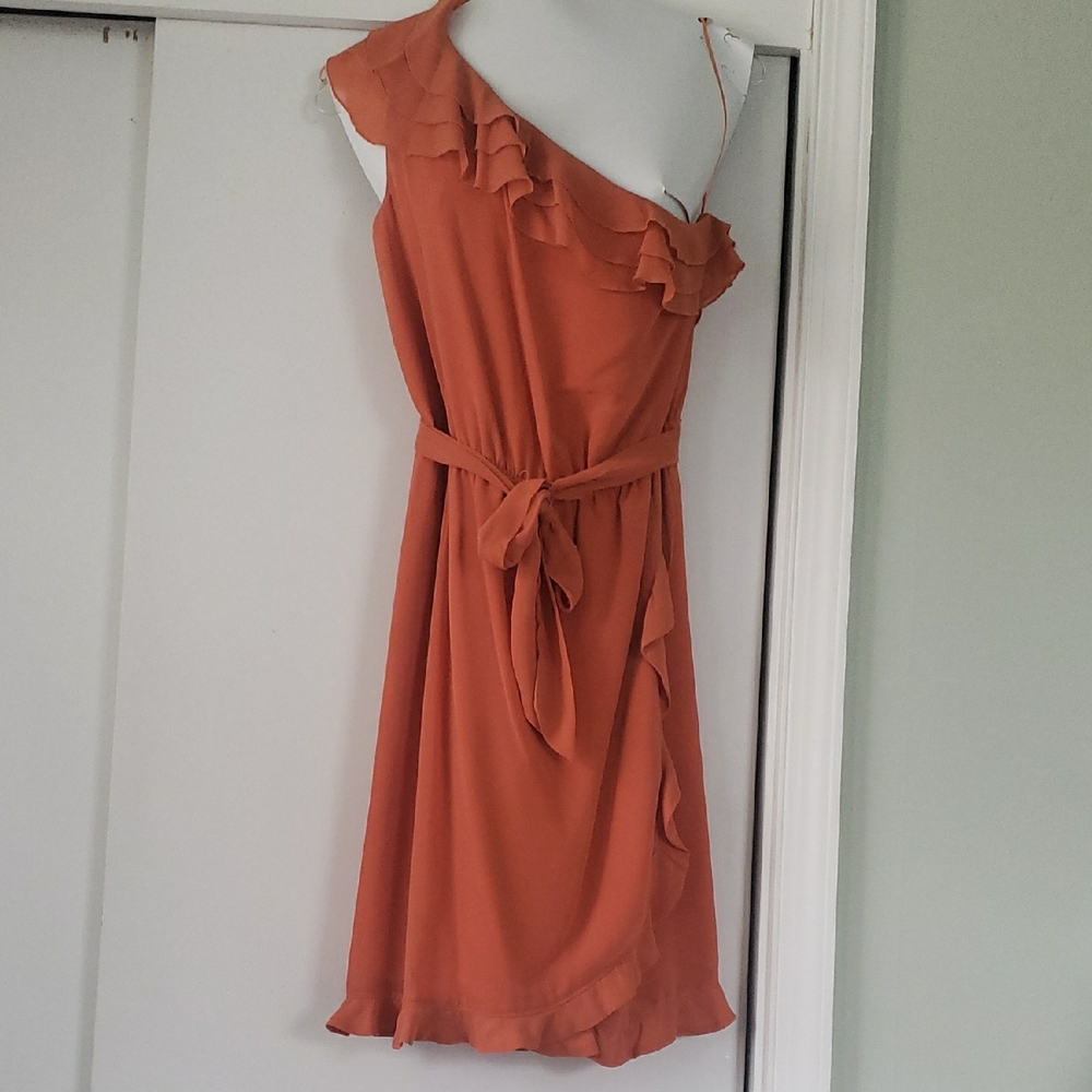 Elegant One-Shoulder Orange Dress